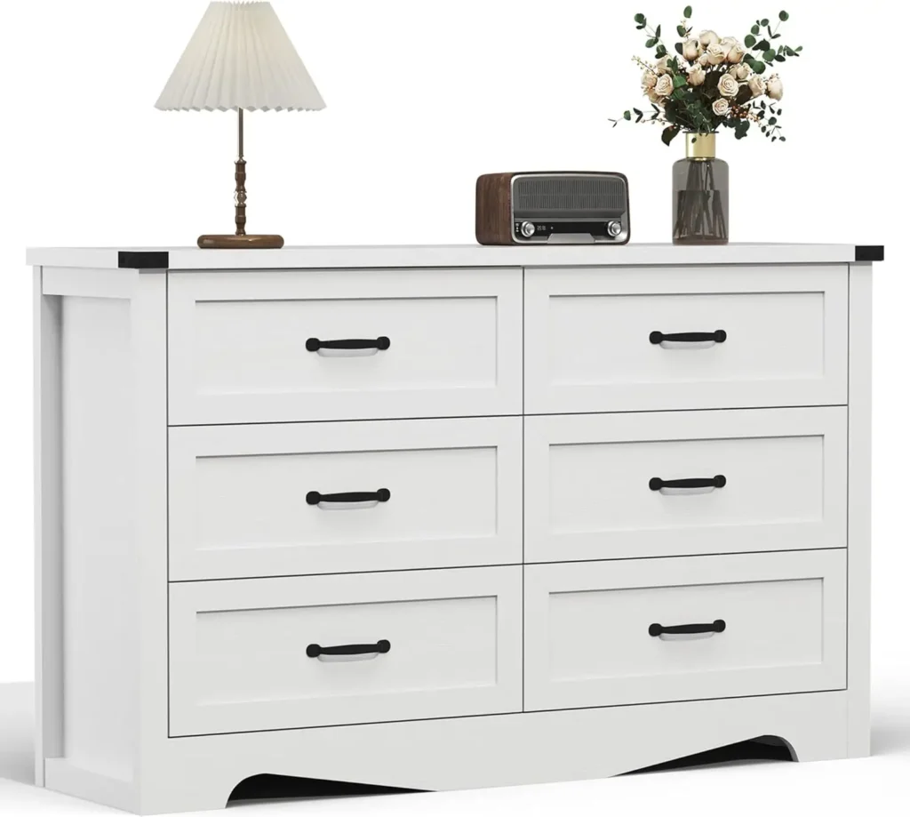 Cómoda para dormitorio con 6 cajones, armario de madera ancho moderno, organizador de almacenamiento para sala de estar, entrada del hogar