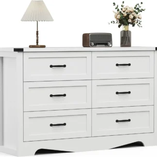 Cómoda para dormitorio con 6 cajones, armario de madera ancho moderno, organizador de almacenamiento para sala de estar, entrada del hogar