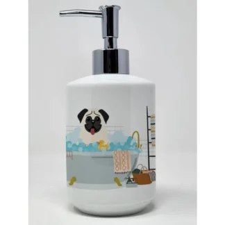 Dispensador de jabón de cerámica Cream Pug en bañera, dispensador de jabón de manos, botellas con bomba para baño, cocina, jabón líquido recargable vacío