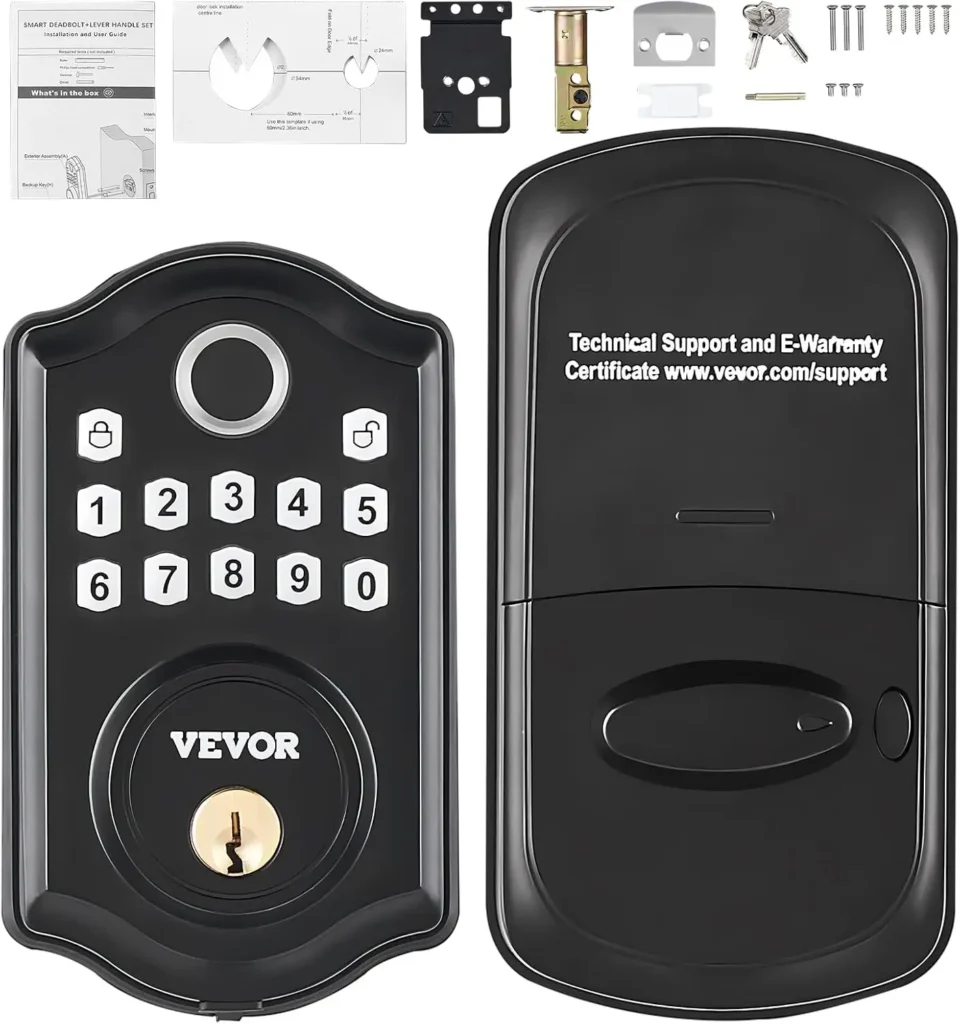 Cerradura de puerta con huella dactilar, cerradura de puerta de entrada sin llave con huella dactilar/código de teclado/llave, cerradura automática, contraseña antiespionaje, clasificación IP 63