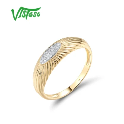 VISTOSO-anillo de oro amarillo 585 de 14 quilates para mujer, sortija con diamantes brillantes, Estilo Vintage, para regalo de aniversario de boda