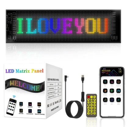 Panel de matriz LED programable IP65, pantalla Flexible, Mensaje de animación, señal de desplazamiento, Control por aplicación para coches, tiendas, bares