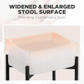 Taburete de tocador de piel sintética de perro de peluche, reposapiés otomano suave para tocador, silla de maquillaje Rectangular, mesa lateral con Metal