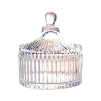 Tarro de dulces de cristal con forma de tienda colorida de lujo con tapa, tarro de boticário de vidrio transparente, tarro de Buffet de dulces de boda, tarro de comida. 10 onzas