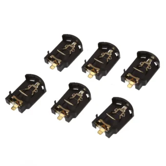 B34B-6PCS Carcasa de plástico marrón CR2032 Caja de soporte para batería de pila de botón
