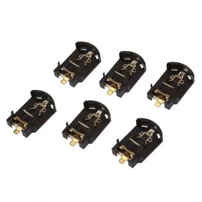 B34B-6PCS Carcasa de plástico marrón CR2032 Caja de soporte para batería de pila de botón