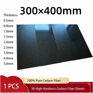 Hoja de placa de fibra de carbono 3K completa de 300x400mm, espesor del Panel de tablero de carbono de alta resistencia 0,5mm 1,0mm 1,5mm 2mm 2,5mm 3mm 4mm 5mm