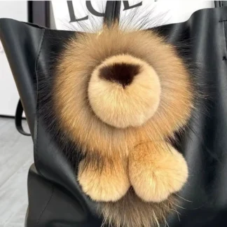 Colgante de peluche de León de melena larga, llavero de León de peluche de cola, decoración de bolsa de piel de conejo de imitación, llavero de Animal bonito