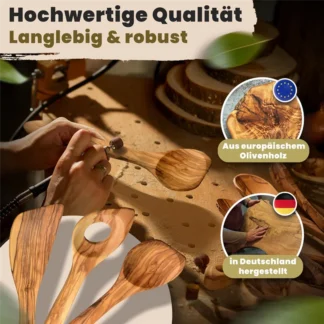 ABDJ-cuchara y espátula de cocina de madera de oliva hecha a mano, prácticos utensilios de madera duran tanto por mucho tiempo, cucharas de cocina de madera