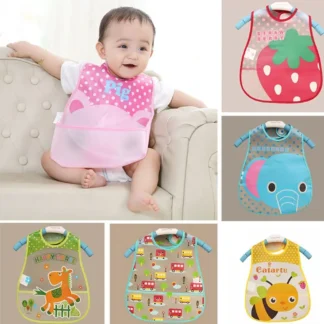 Paños tipo bata plegable, babero de tela con patrón de dibujos animados de serie segura, babero de plástico translúcido para alimentación, Baberos para chico, toalla para bebé impermeable