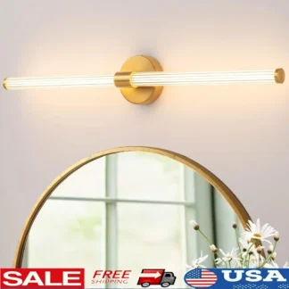 Luz LED regulable para tocador de baño 360 °   Aplique de pared moderno con iluminación completa, accesorio acrílico de bajo consumo, espejo y maquillaje