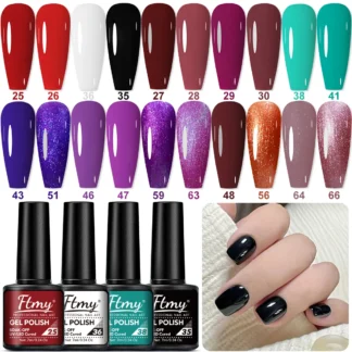 Juego de 4 esmaltes de uñas de Gel nacarados, negro y blanco, marrón oscuro/claro