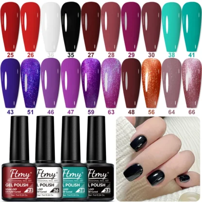 Juego de 4 esmaltes de uñas de Gel nacarados, negro y blanco, marrón oscuro/claro