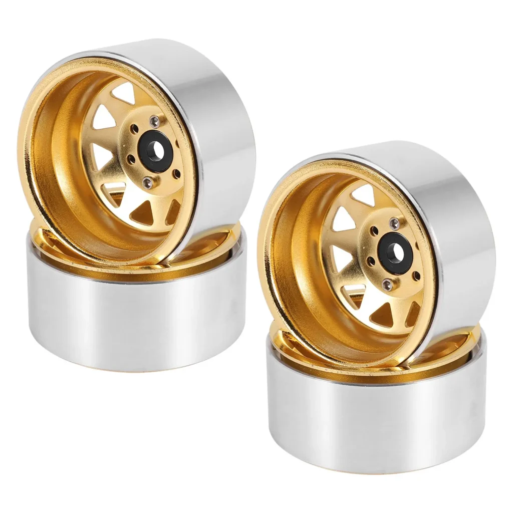 WOTT 4 Uds. Llanta de cubo de rueda de Metal 1,9 Beadlock para 1/10 RC Crawler Axial SCX10 90046 Traxxas TRX4 RC4WD D90