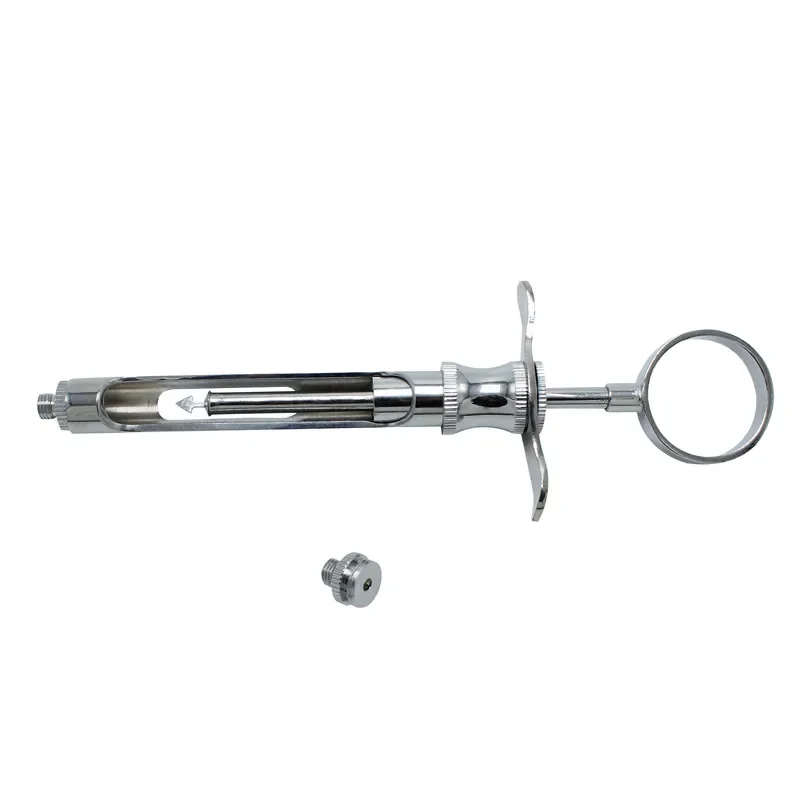 1 Juego de jeringa de inyección de odontología, cabeza afilada con gancho, jeringa de aspiración Dental de acero inoxidable, instrumento quirúrgico de 1,8 ML