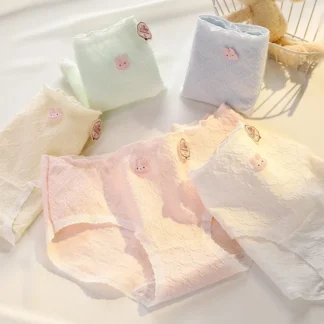 Bragas antibacterianas suaves de algodón para niñas, ropa interior fina de tejido Jacquard para uso diario, color sólido, 8 + y, 5 piezas