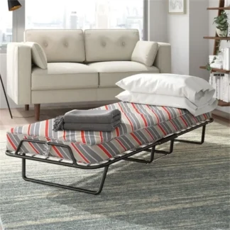 Estructura de cama plegable con colchón de espuma viscoelástica, fabricada en un marco de metal con colchón de espuma de fuego, estructura de cama plegable