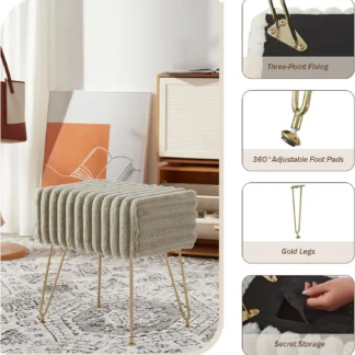 Taburete de piel sintética para maquillaje, taburete de pie, otomano, pequeño