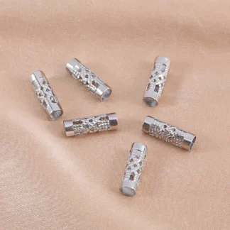 20 unids/lote de conector de cuentas de tubo espaciador suelto de Color acero inoxidable para collar, pulsera, fabricación de joyería DIY hecha a mano