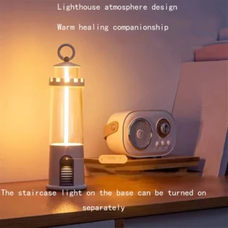 ETRT Faro de iluminación de tres capas Camping Maglev Atmósfera de camping Luz de respiración Luz de sueño portátil para el hogar Negro