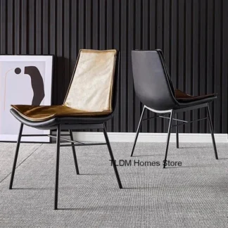 Sillas de comedor de cocina de lujo, Hermosas Sillas de comedor ultraligeras de piel sintética de Metal, Sillas de moda europeas, muebles para el hogar