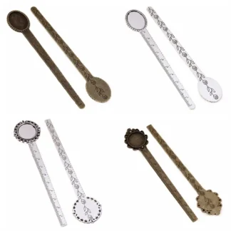 Regla DIY, marcapáginas antiguo en blanco, bisel, regla de flor, libro Cilp, camafeo de 20mm, marcapáginas de bronce, papelería