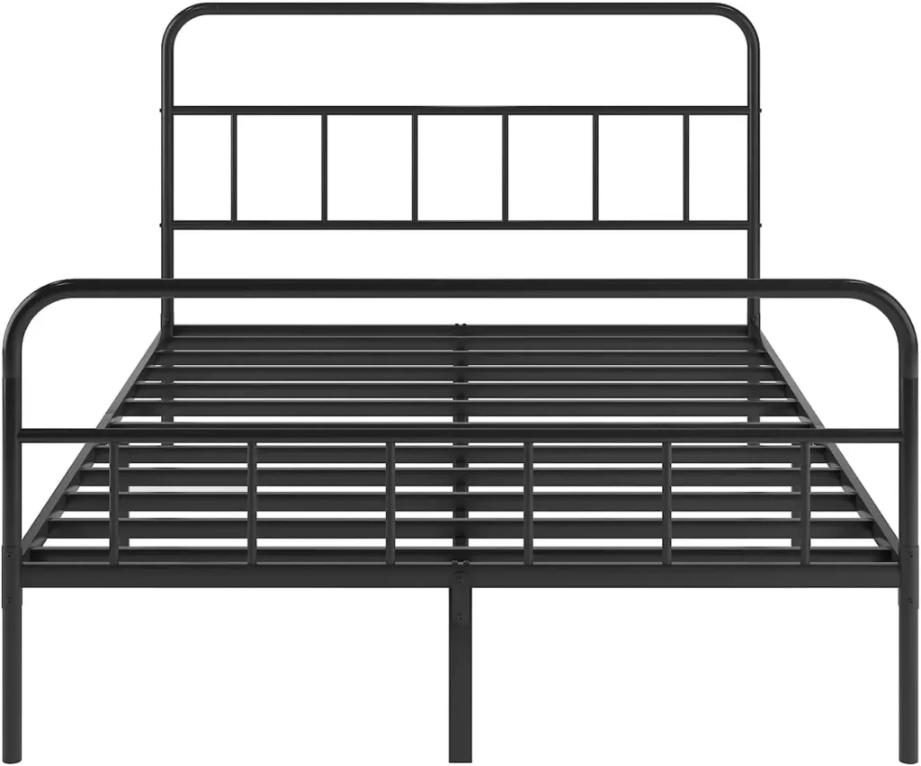 Marco de cama de Metal tamaño Queen con cabecero y reposapiés, almacenamiento debajo de la cama, No requiere resorte de caja, silencioso, fácil de montar