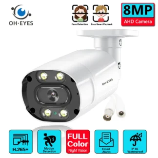 Cámara de seguridad de visión nocturna a todo Color, videocámara de vigilancia analógica, 4K, BNC, detección facial al aire libre, CCTV, AHD, 5MP