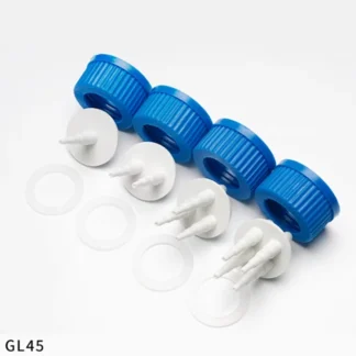 Tapa de botella de alimentación de plástico GL45, tapa adaptadora de reactor de tres pasos, doble paso, tapa de botella de reacción PP, tapa de fase móvil