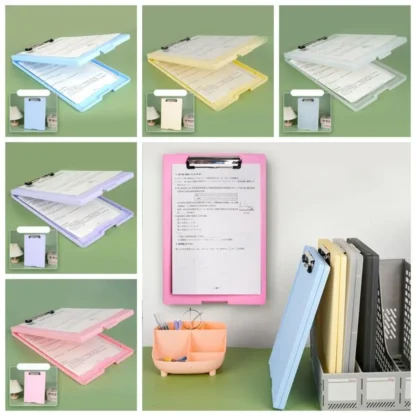 Portapapeles de archivos A4 de gran capacidad, 6 colores, caja de almacenamiento de archivos, portapapeles de escritura de plástico, carpeta de archivos A4 impermeable, almohadilla de escritura