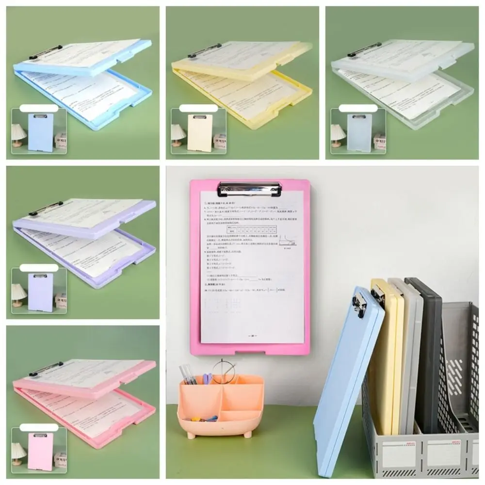 Portapapeles de archivos A4 de gran capacidad, 6 colores, caja de almacenamiento de archivos, portapapeles de escritura de plástico, carpeta de archivos A4 impermeable, almohadilla de escritura