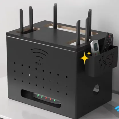 Caja de almacenamiento para enrutador de sala de estar, estante WiFi montado en la pared que ahorra espacio, organizador de red de decodificador, disipación de calor hueca