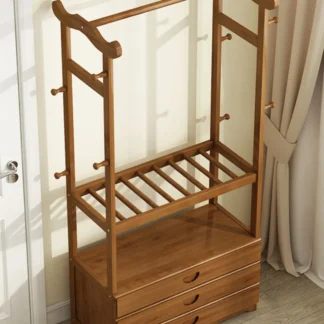 Abrigo de pie de madera Simple para dormitorio, uso doméstico, colgador de ropa multicapa, bolsa de almacenamiento, colocación Ra