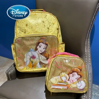 Disney-Mochila De La Bella y La Bestia para niñas, bolso de mano inclinado, mochila escolar, Shanghai Disneyland, princesas