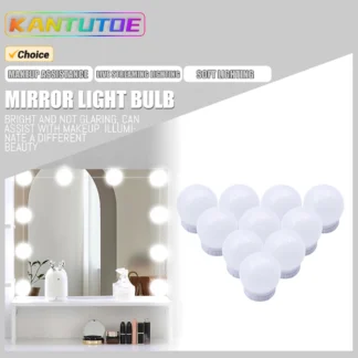 10 LEDS bombillas desmontables lámpara de espejo de maquillaje profesional alimentación USB espejo cosmético luz Hollywood tocador luces de tocador