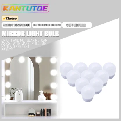 10 LEDS bombillas desmontables lámpara de espejo de maquillaje profesional alimentación USB espejo cosmético luz Hollywood tocador luces de tocador