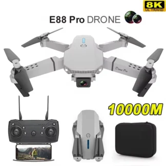 Dron plegable E88 Pro para fotografía aérea, cámara Dual 8K, cardán de tres ejes, crucero automático