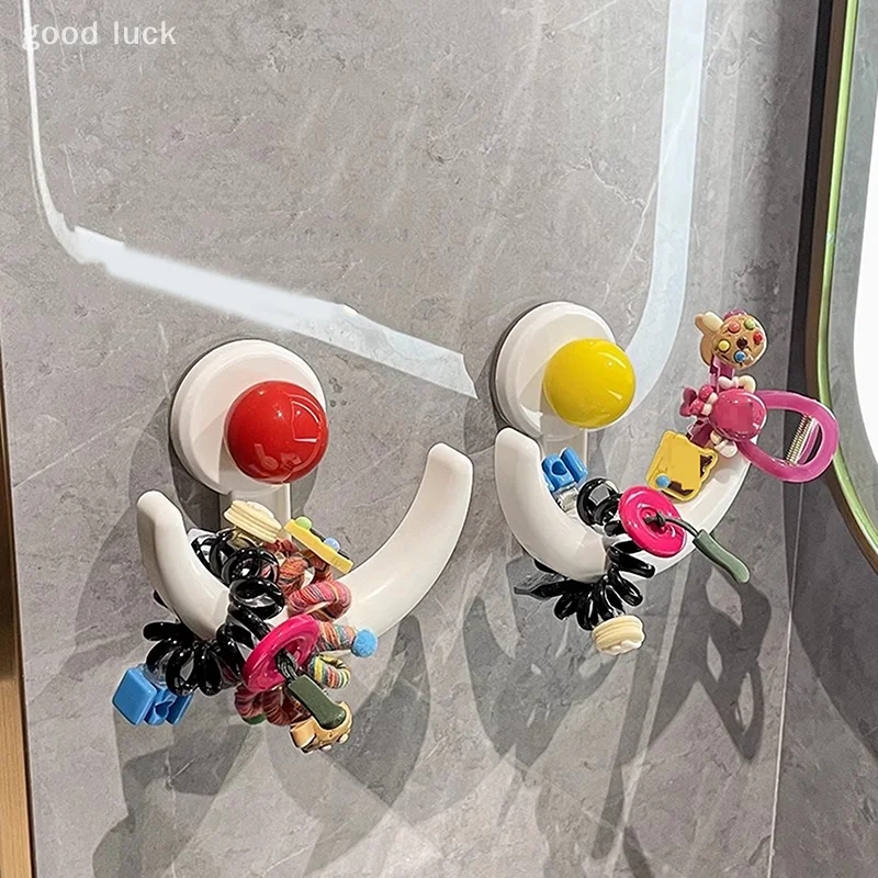 Diadema con gancho de ventosa, gancho de media luna de dopamina para baño, cuerda para el cabello, pinza para el cabello, estante colgante para accesorios para el cabello, estante de almacenamiento