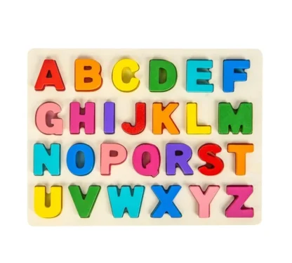Rompecabezas de madera con forma de alfabeto, rompecabezas de madera, rompecabezas de aprendizaje con tablero de rompecabezas y bloques de letras, Edu preescolar