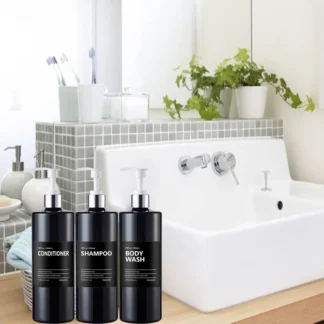 Dispensador de jabón para baño, juego de etiquetas extraíbles para champú, Gel de ducha, acondicionador, pegatina para jabón, botella impermeable, 500ML, 3 piezas