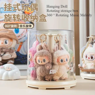 360 °   Vitrina colgante giratoria: escaparate de caja ciega de acrílico transparente para figuras POP MART, organizador de muñecas de montaje en pared