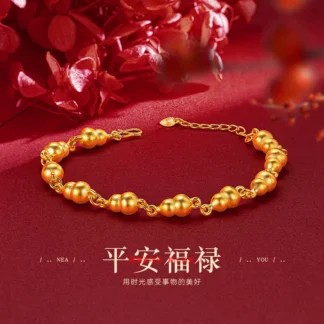 Pulsera de calabaza retro 9999 de alta calidad para mujer, pulsera de paz con método antiguo de oro de 24k, sentido de alta calidad