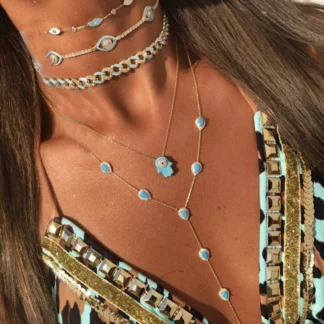 Cadena larga de eslabones para mujer, collar largo Y Sexy, chapado en oro, rojo, azul, verde, blanco, gota de lágrima, joyería de moda