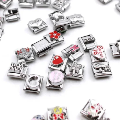 Accesorios pequeños italianos de aleación mixta, venta al por mayor, dijes italianos, accesorios de pulsera italiana