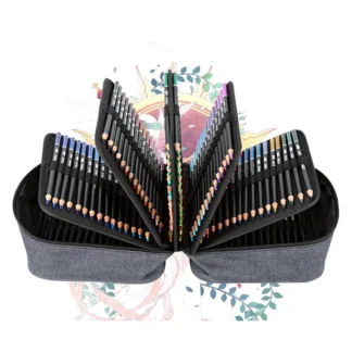 Juego de lápices de colores con bolsa de lápices, lápices de colores de madera al óleo de 180 colores, conjunto de lápices de dibujo para la escuela, suministros de arte de pintura