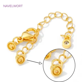 Cadena de extensión Cadena extendida de latón chapado en oro de 18 quilates con tapa de cuentas finales, para hacer collares y pulseras, accesorios de joyería DIY