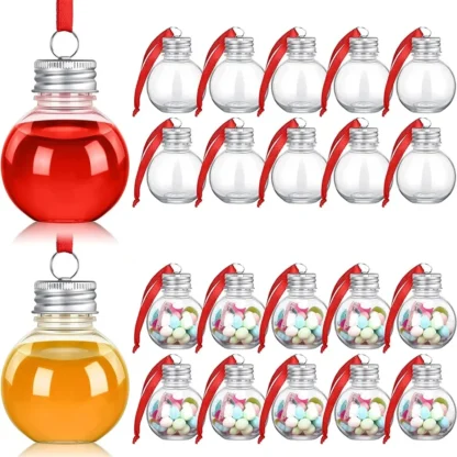 Adorno de árbol de Navidad de 10 piezas, botella de agua rellenable, forma de bombillas, Bola de plástico transparente, colgante, decoración de fiesta en casa