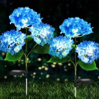 Luz LED Solar de flores de hortensia para exteriores, luz de paisaje impermeable, lámpara de simulación de flores para Patio, jardín, casa, decoración de césped