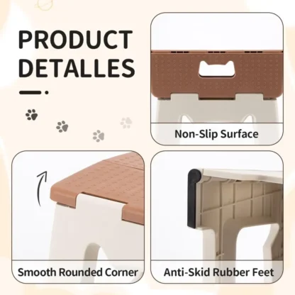 Taburete plegable de 9 pulgadas para niños y adultos, taburete pequeño ligero con capacidad de 300 Lb