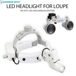 Faro Dental HARBOR, lámpara LED de punto de brillo Ajustable de 5W, lupas binoculares 2,5x3,5X, faro quirúrgico para laboratorio de odontología